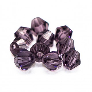 Бусины биконус 4мм, фиолетовый прозрачный